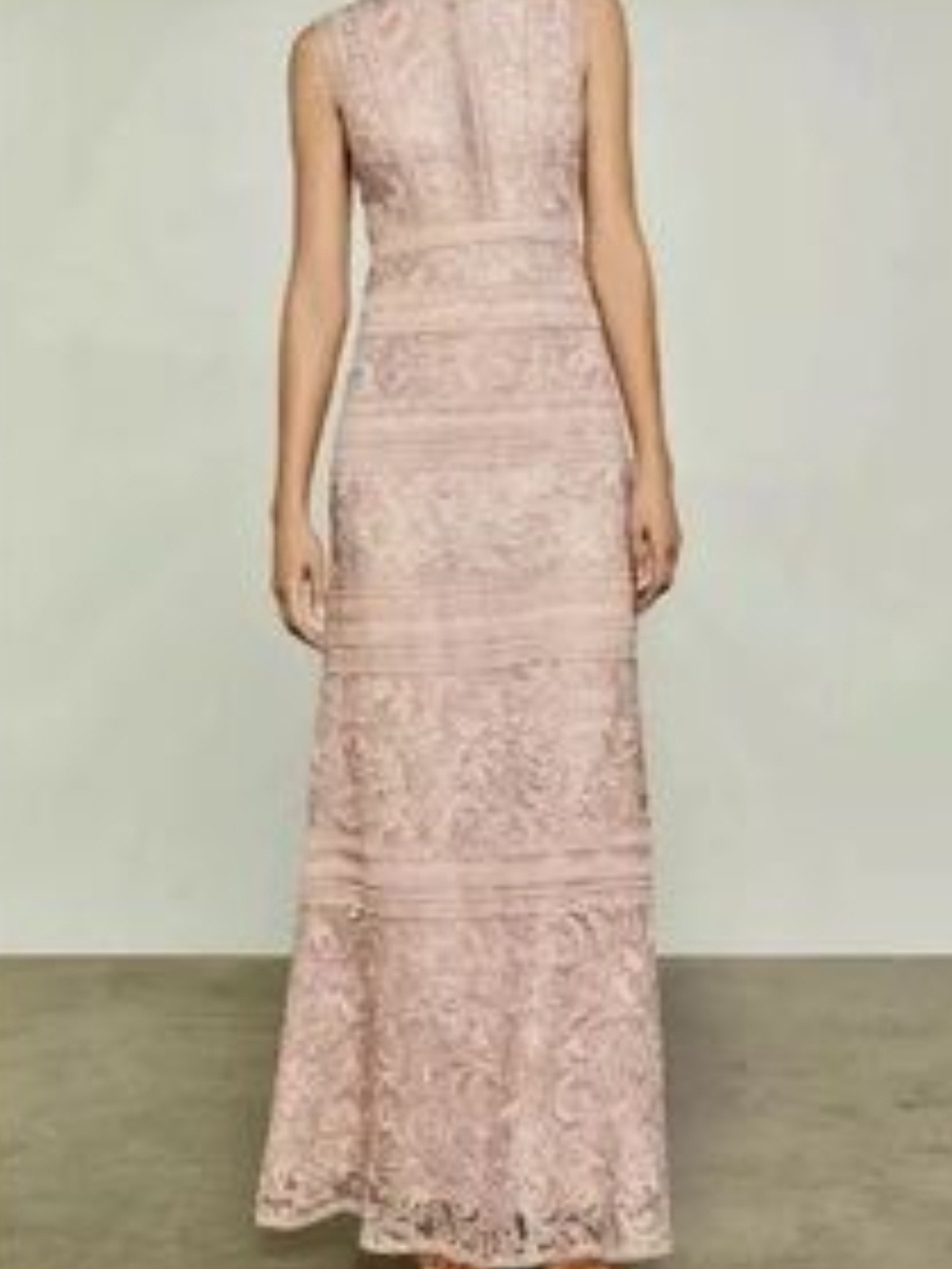 BCBGMAXAZRIA lace dress in a size 04. Sleeveless Pink Lace Maxi Dress